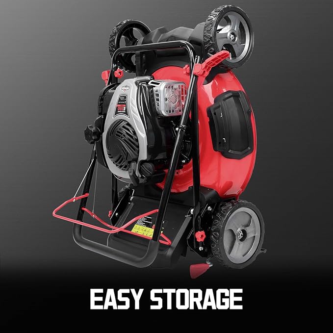 PowerSmart Self Propelled Gas Lawn Mower, 22-Inch with 140cc Briggs and Stratton E550 Engine 3-in-1 Rear-Wheel Drive Lawnmower with Bagging
