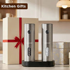 Newise Electric Salt and Pepper Grinder Set - Charging Base, Automatic Rechargeable Pepper Mill with Adjustable Coarseness, LED Lights, Large Capacity, Kitchen Appliance for Mom Wife