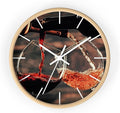 Mozingo ~ Wine Clock for Kitchen Bar Wall It's Wine O'clock Silent Time Gift Home Decor Made In USA, 10" (Hour Marks - Lines, Clock Frame Color - Natural Wood, Wine Theme #01)