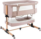 3 in 1 Baby Crib Bedside Crib,Baby Bassinet,Baby Bed Adjustable Portable Bed for Infant/Baby,Light Beige