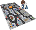 Kids Rug Play Mat Great for Playing with Cars and Toys,Educational Kid Road and Traffic City Life Carpet,Children Baby Fun Throw Rug for Bedroom Play Room,35X59Inch/90X150CM