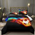 Bodhi Boys Comforter Set Full,Soccer Comforter Set Full Size,Fire Sports Comforter Set for Boys,Teen Football Bedding Set with Matching Pillowcases,Kids Bedding Set Full