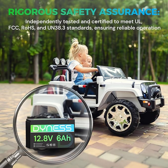 12.8V 6Ah Mini Lithium LiFePO4 Battery, 76.8W Lithium Battery Built-in 6A BMS, A+ Grade Cell 4000+ Deep Cycles, Automotive Battery Perfect for Kid Cars, Fish Finder, Power Tools, Camping, UPS
