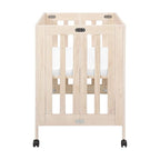 Babyletto Origami Mini Portable Crib Folding with Wheels in Washed Natural, 2 Adjustable Mattress Positions, Greenguard Gold Certified