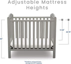 Delta Children Emery Mini Convertible Baby Crib with 2.75-inch Mattress, Grey