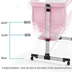 3 in 1 Travel Baby Crib,Baby Bed with Breathable Net,Adjustable Portable Bed for Infant/Baby with Detachable Mosquito net and Mattress,Pink