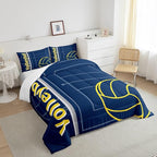 Feelyou Volleyball Bedding Set Full Size Sports Game Comforter Set for Kids Boys Girls Decor Volleyball Player Comforter Microfiber Blue Yellow Duvet Set Bedroom Quilt Set