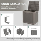 NUNU LAB 30 Gallon Waterproof Resin Deck Box, Lockable Outdoor & Indoor Storage Bench for Patio Cushions, Garden Tools, Pool Accessories & Package Deliveries – Grey