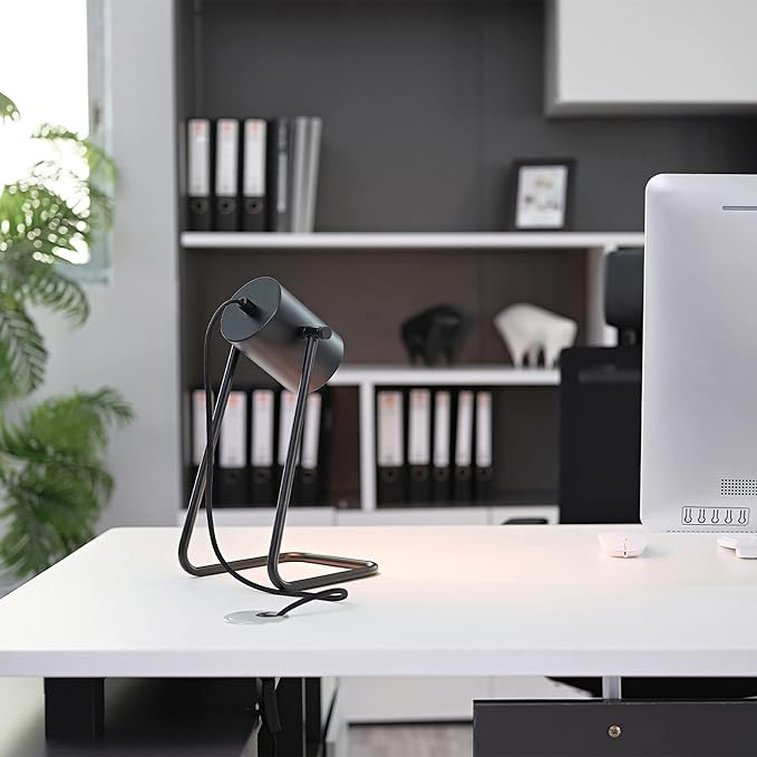 Globe Electric 52299 Sahara 14" Desk Lamp, Matte Black, Swing Shade, in-Line On/Off Rocker Switch