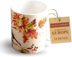 Maison d' Hermine Coffee Mug with Handles Tea Cups (12 Ounce, Pack of 1) | Fine Bone China Coffee Mugs for Hot Beverages Cappuccino Latte Home Restaurant Spring Summer -Kelim - Prairie - Autumn Joy