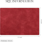 MOSAYT Vinyl Placemats Set of 4-12 X 17 Inch - Faux Leather 100% Waterproof Oil-Proof Wipeable PU Place Mats, Heat Resistant Reversible Table Mats for Kitchen, Dining, Outdoor, Red
