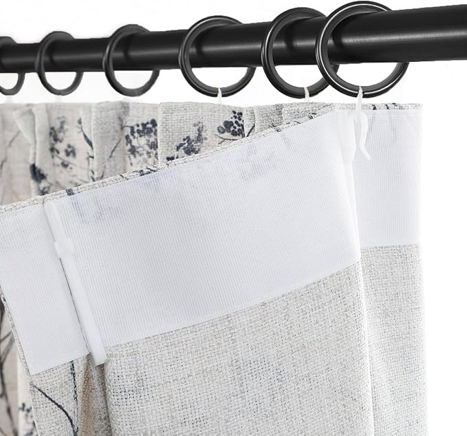 Pinch Pleated Floral Linen Curtains 2 Panels Elegant Light Filtering Privacy Drape,40 Inch Wide by 106 Inch Long Curtains Suitable for Living Rooms and Bedrooms