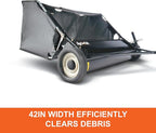 Agri-Fab 45-0320 42" Tow-Behind Lawn Sweeper, 12 cu. ft Hopper Bag Capacity; Leaf & Grass Catcher, with Adjustable Brush Height and Easy to Use Dumping Rope
