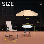 Nice C Outdoor Dining Sets, Patio Furniture Set, 8 Piece Set with Umbrella, Garden Outdoor Furniture Table Set with Tilted Removable Umbrella, Glass Table, and 6 Folding Chairs (Beige-6 Piece)
