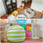 27Inch Stuffed Animal Storage Bean Bag Chair Cover for Kids room, Gifts for 3 4 5 6 7 8 9 Boys Girls Stuffed Animals Toy Storage Bags, New Year Gift-Green