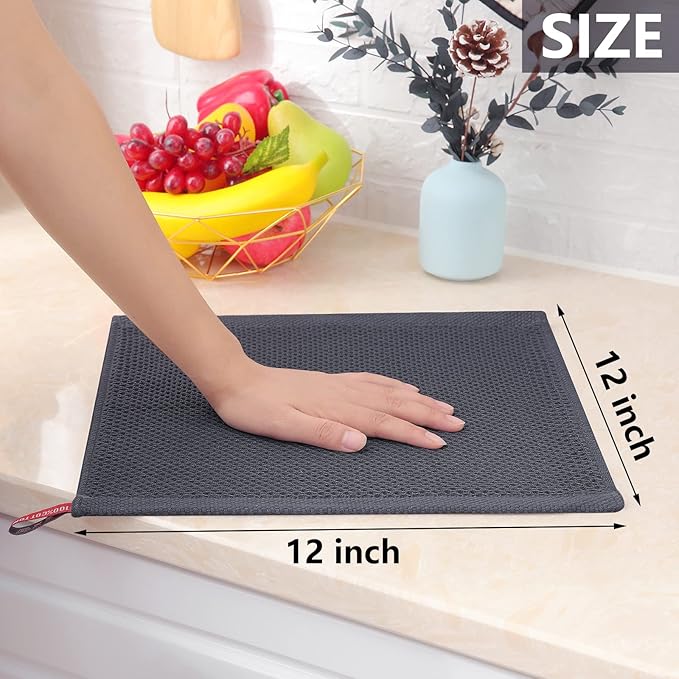 Homaxy 100% Cotton Waffle Weave Kitchen Dish Cloths 6-Pack, Mixed Color | 12 x 12 Inches, Ultra Soft Absorbent Dish Towels, Quick Drying Dish Rags with Hanging Loop
