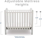Delta Children Emery Mini Convertible Baby Crib with 2.75-inch Mattress, Bianca White