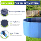 Dog Pool, Foldable Pet Swimming Pool with 6mm High-Strength PP Board, Hard Plastic Collapsible Doggy Pools for Small Dogs Kitty Duck, Non-Slip Doggie Bathtub Quick to Set Up and Drainage Hole, 63.2"