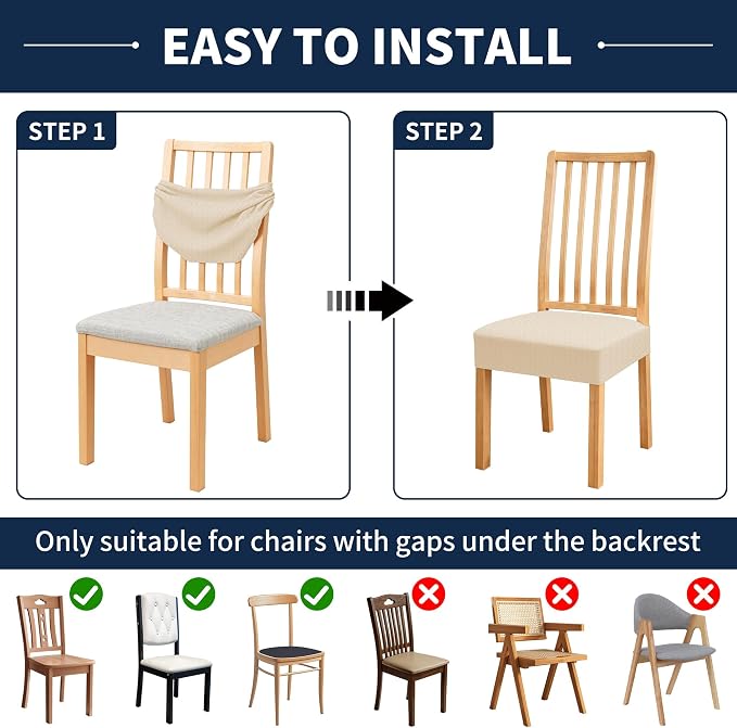BIETYONE Waterproof Dining Chair Covers, Stretch Seat Protector, Washable | 4 Pack, Waterproof, Spill Resistant, Washable, Stretch Fit, Easy Clean Chair Protector