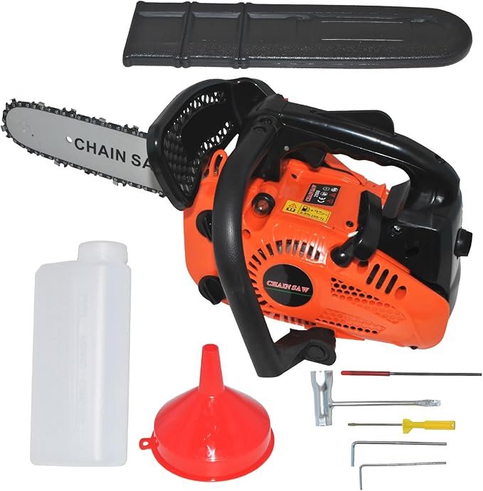 26cc Gas Chainsaw, 2-Cycle Top Handle Petrol Handheld Cordless Chain Saw, 12 Inch Professional Power Chain Saws, Great For Tree Felling, Limbing, Pruning, and Firewood