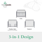 Little Seeds Ivy 3-in-1 Convertible Metal Crib, Dove Gray