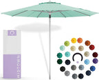 Midtown Umbrellas Push Pop Sunbrella Umbrella 10 Feet Large Outdoor Umbrella With Canvas Glacier Acrylic Fabric - Deck Patio Umbrella, Backyard Umbrella, Garden Umbrella & Pool Umbrella - Black Pole