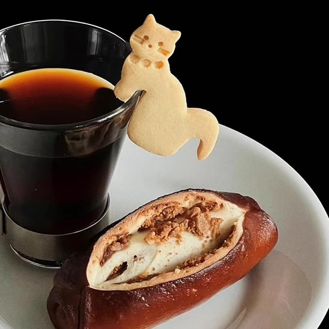 Cats Coffee Cup Cookie Stamp Easy Dishwasher Safe for Professional and Home Bakers Alike Cats Shape Cookie Stamp