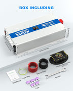 3000W Pure Sine Wave Power Inverter 24V DC to 120V AC Converter, Off-Grid Solar, RV, Truck, Boat, Car with Dual GFCI Outlets, 30W USB, 18W Type-C for Emergency Power,Gray Blue
