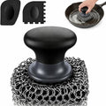 Cast Iron Scrubber and Scraper | 316 Chainmail Scrubber for Cast Iron Pan | Chain Mail Scrubber for Cast Iron Skillet Cleaner | Dishes Pots Wok Griddle Grill | Dish Scouring Pad Dishwasher Safe, Black2