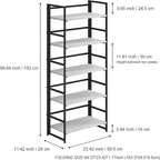 No-Assembly Folding Bookshelf Storage Shelves 5 Tiers Vintage Multifunctional Plant Flower Stand Storage Rack Shelves Bookcase for Home Office White&Black