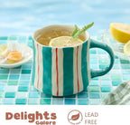 Vibrant Striped Ceramic Coffee Mug - Unique Green Design, 12oz, Microwave & Dishwasher Safe, Perfect for Daily Brews tea or coffee
