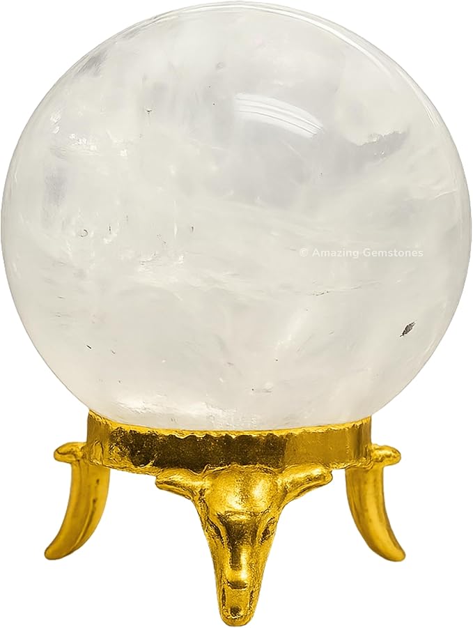Amazing Gemstone Clear Quartz Crystal Ball with Stand - 2 Inches Crystal Sphere Meditation Balls for Witchcraft and Decorative Balls