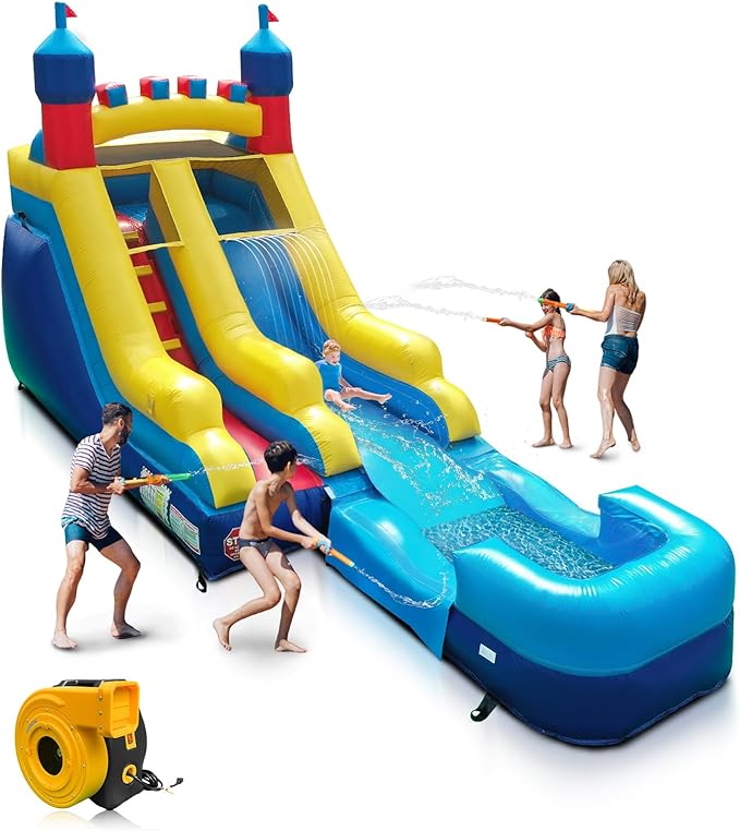 JOYMOR Commercial Grade Inflatable Water Slide with Splash Pool for Kids and Adults, 100% PVC Vinyl Inflatable Water Park for Outdoor Fun Backyard with Air Blower (23 x 9 x 14ft)