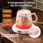 Coffee Mug Warmer Set Smart Electric Heated Cup Beverage Tea Candle Plate | You are Awesome Pink Mug Electric Warmer Set for Office Desk, 4 Temperature Control 8 Hrs Auto Shut Off, Ideal Gift for Women