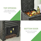 Compost Bin Outdoor 80 Gallon Garden Composter, with 48 Vents and Sliding Doors, Lightweight Outdoor Compost Box for Garden, Kitchen, and Yard Waste, Black