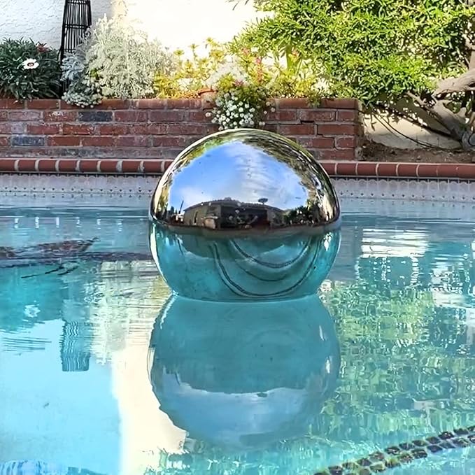 Lily's Home Gazing Globe Mirror Ball in Silver Stainless Steel - 10 Inch