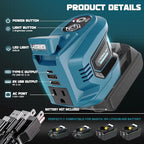 Real 200W Power Inverter Compatible With Makita, DC 18V to AC 110-120V Battery Inverter, LIVOWALNY Portable Power Station Generator, Charger Adapter Battery Powered with 2 USB & 1 Type-C & 1 AC Outlet