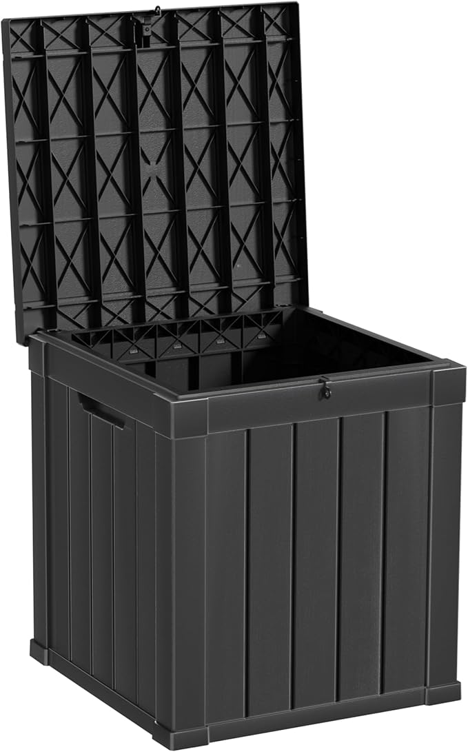 50 Gallon Deck Box, Resin Outdoor Indoor Waterproof Storage Box, Lockable Storage Box With Handle for Patio Furniture - Garden Tools - Swimming Pool Tools UV-Resistant, Black
