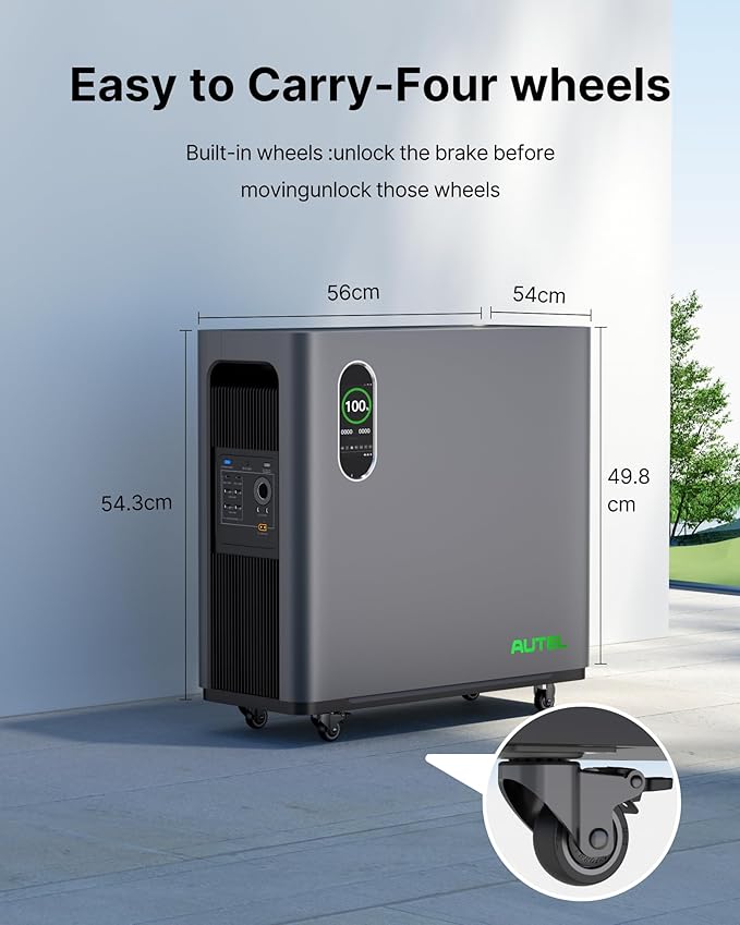 Autel 3072Wh Portable Power Station, Automotive-Grade LiFePO₄ Power Station, 120V AC Outlets x 5, 1.2H Fast Charge, Solar Generator for Home Use, Power Outage, RV, Camping, Emergencies