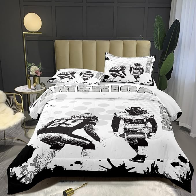Bodhi Football Comforter Set Twin for Boys Kids American Football Bedding Set Sport Football Player Comforter,American Football Comforter with Pillowcase,Football Quilt,Twin Size #4002