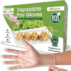 Keppi 600 Pack Disposable Food Prep Gloves – Clear Polyethylene, Latex- BPA & Powder-Free – Bulk Kitchen Gloves for Cooking, Catering, BBQ, Baking, Restaurant Food Handling