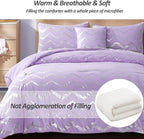 Purple/Silver Comforter Set King, Lavender Metallic Print Glitter Bedding Set Cute Shinny Lilac Bed Sets for Teen Girls Kids Women, 4 Piece (2 Pillowcases, 1 Decorative Pillow Sham)