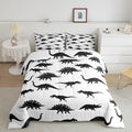 Erosebridal Dinosaur Bedding Set Dino Silhouettes Comforter Set Full Size, Wildlife Animals Black White Quilted Duvet for Kids Boys Teens Adult Bedroom Decor Dinosaurs Comforter with 2 Pillow Cases