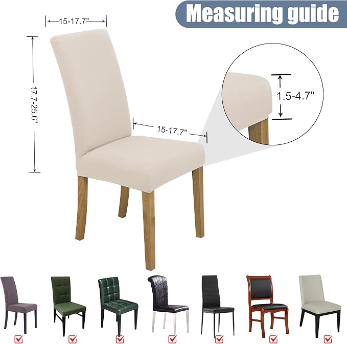 Dining Chair Covers, Stretch Seat Covers, Washable Furniture Protector | 6 Pack, Washable, Stretch Fit, Soft, Non Slip, Dining Chair Covers, Seat Protector, Furniture Protector