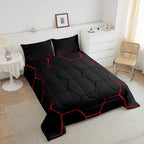 Honeycomb Bedding Set Honeycomb Modern Geometry Hexagon Theme Comforter Set for Kids Boys Children Geometrical Comforter Ultra Soft Beehive Black Red Decor Duvet Set Twin Size
