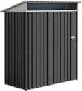 JYQAQA 5x3 FT Outdoor Garden Storage Shed, Waterproof Metal Garden Sheds with Window and Lockable Double Door, Weather Resistant Steel Tool Storage House Shed for Patio, Lawn Dark Gray