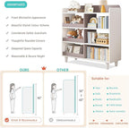 Wooden Cube Bookcase with Legs - 3-Tier Open Shelf Kidsroom Sorted Storage Cabinet Organizer for Books and Toys, 6-Cube Lattice Cute Cubby Bookshelf in White Mixed Mocha Brown, 32" W