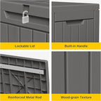 EAST OAK Outdoor Storage Box, 60 Gallon Deck Box Indoor and Outdoor Use, Waterproof Resin Storage Bin for Patio Cushions, Gardening Tools, Lockable, UV Resistant, Grey