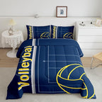 Feelyou Volleyball Bedding Set King Size Sports Game Comforter Set for Kids Boys Girls Decor Volleyball Player Comforter Microfiber Blue Yellow Duvet Set Bedroom Quilt Set