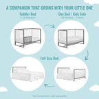 Arlo 5-in-1 Convertible Crib in Steel Grey and White, JPMA Certified, 3 Mattress Height Settings, Non-Toxic Finish, Made of Sustainable and Sturdy Pinewood